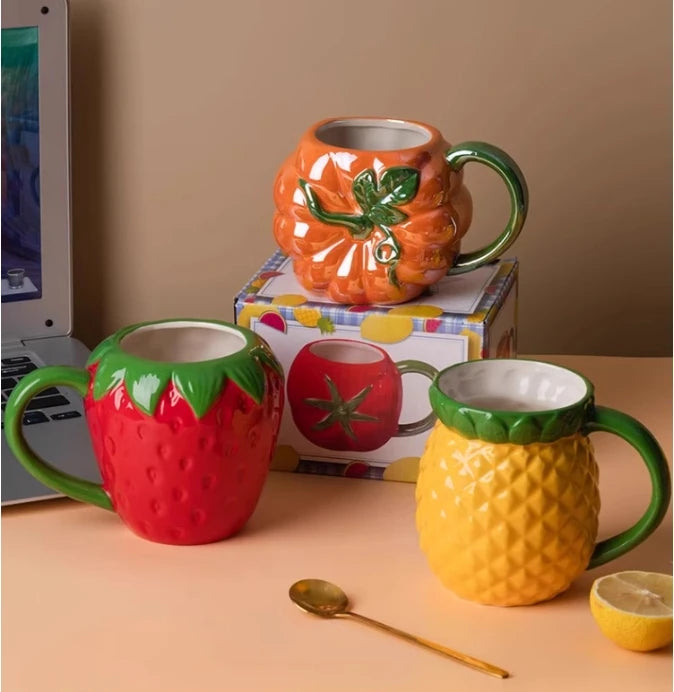 Keramiktassen – Kreatives Fruchtdesign – Kinder & Büro