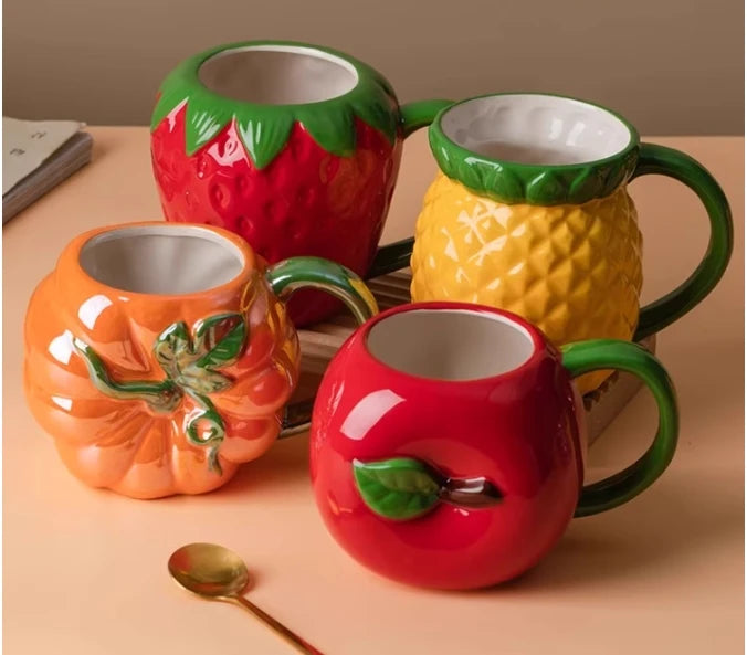 Keramiktassen – Kreatives Fruchtdesign – Kinder & Büro