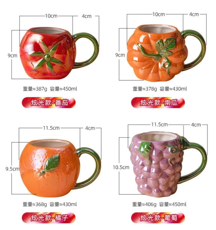 Keramiktassen – Kreatives Fruchtdesign – Kinder & Büro