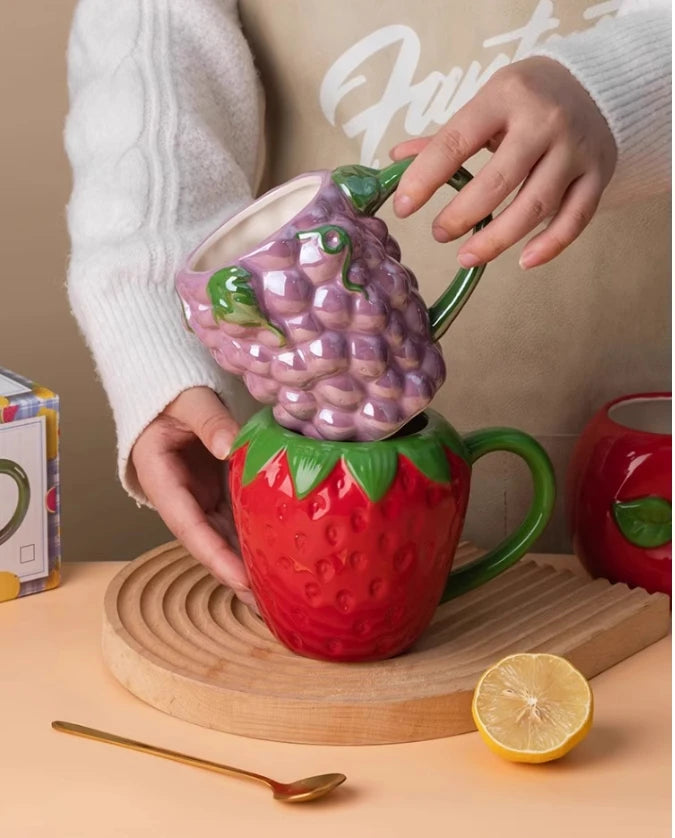 Keramiktassen – Kreatives Fruchtdesign – Kinder & Büro