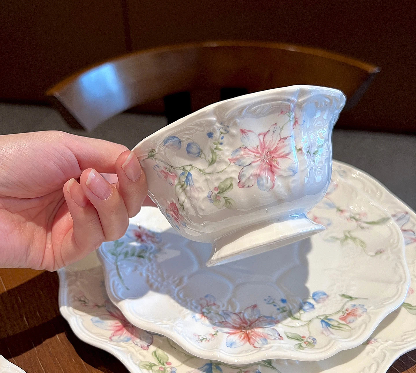 Keramikteller – Französisches Blumendesign – 20.5 cm