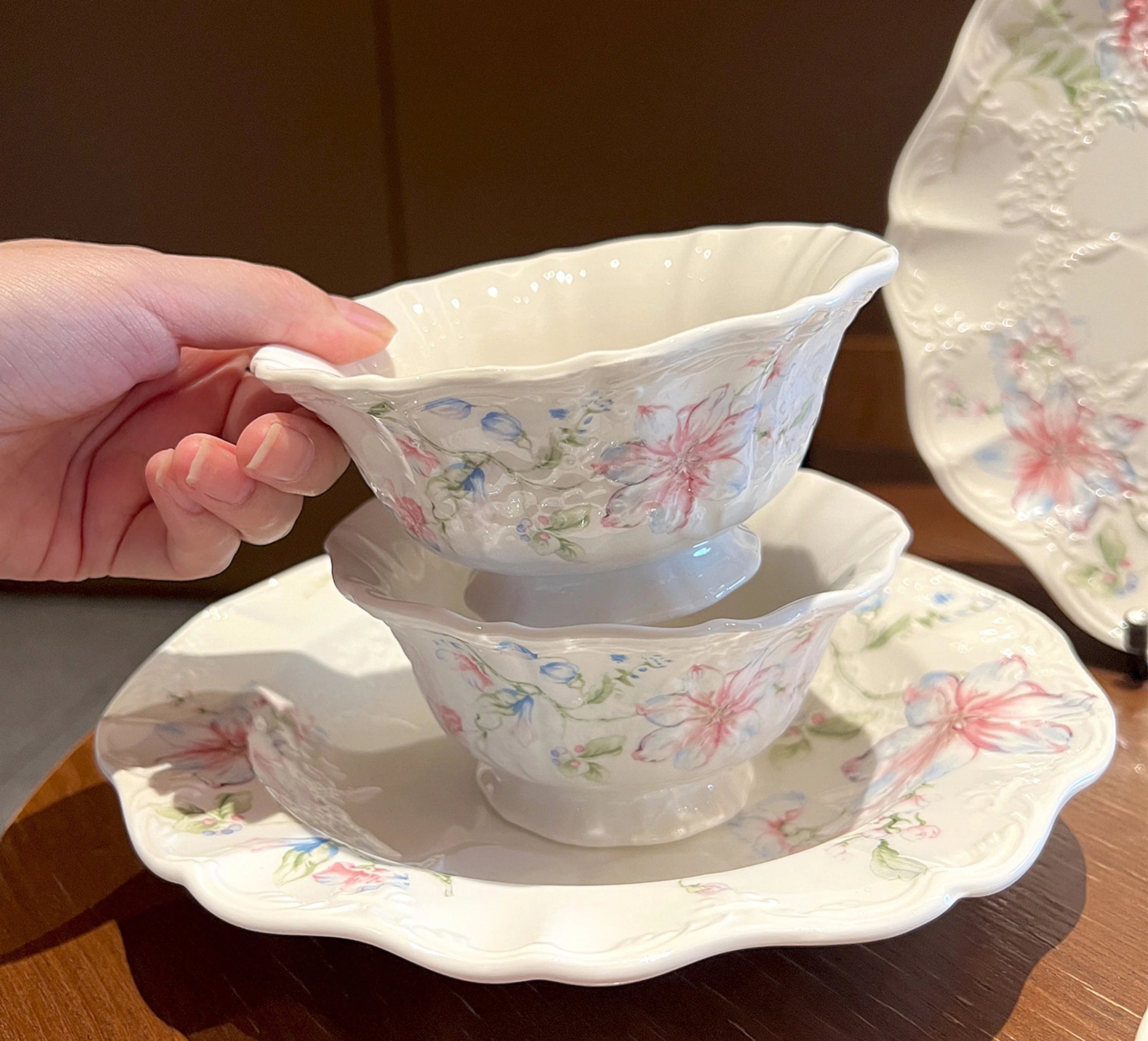 Keramikteller – Französisches Blumendesign – 20.5 cm