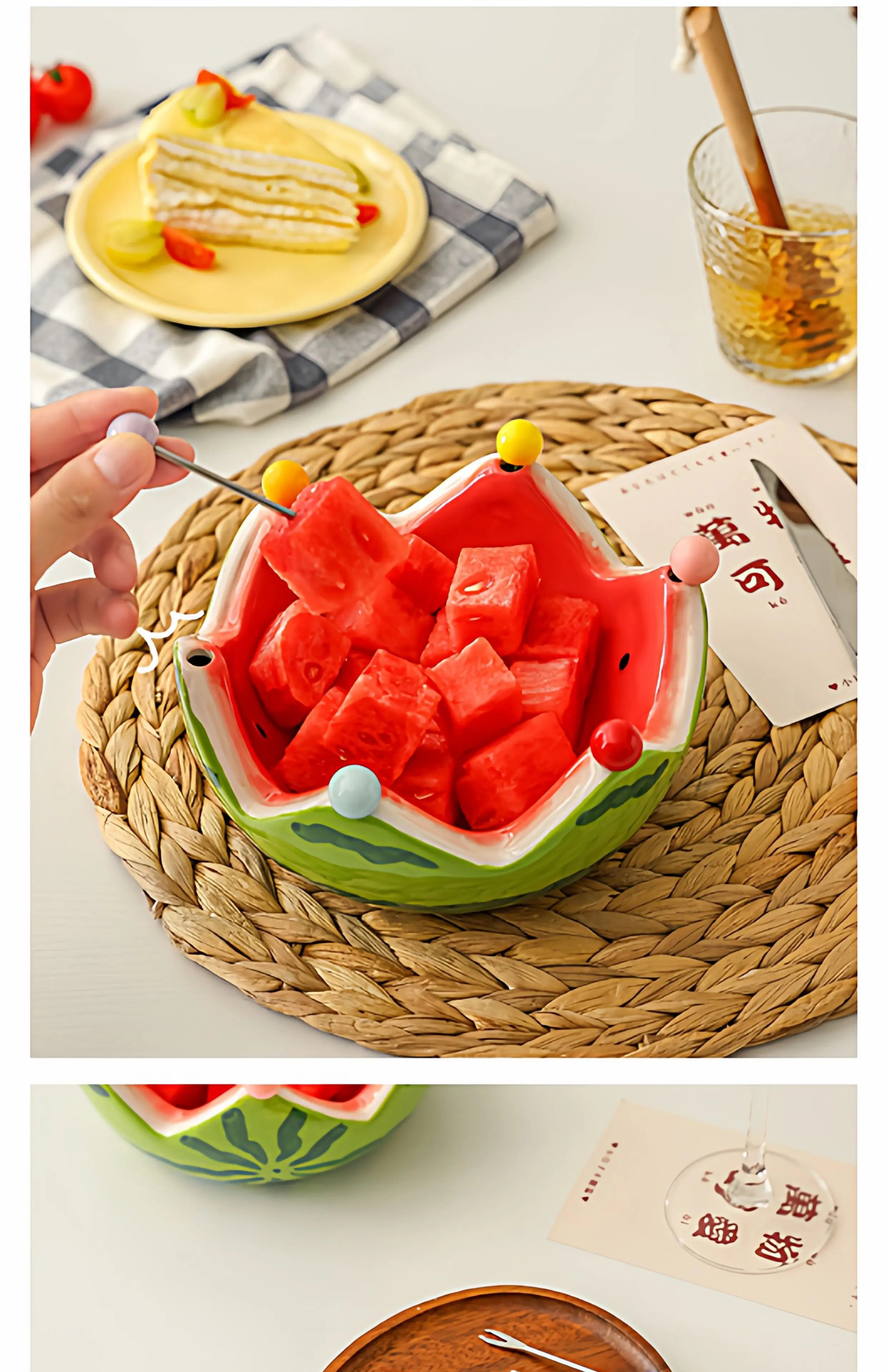 Keramikteller Set – Wassermelonen Design – Hohe Kapazität