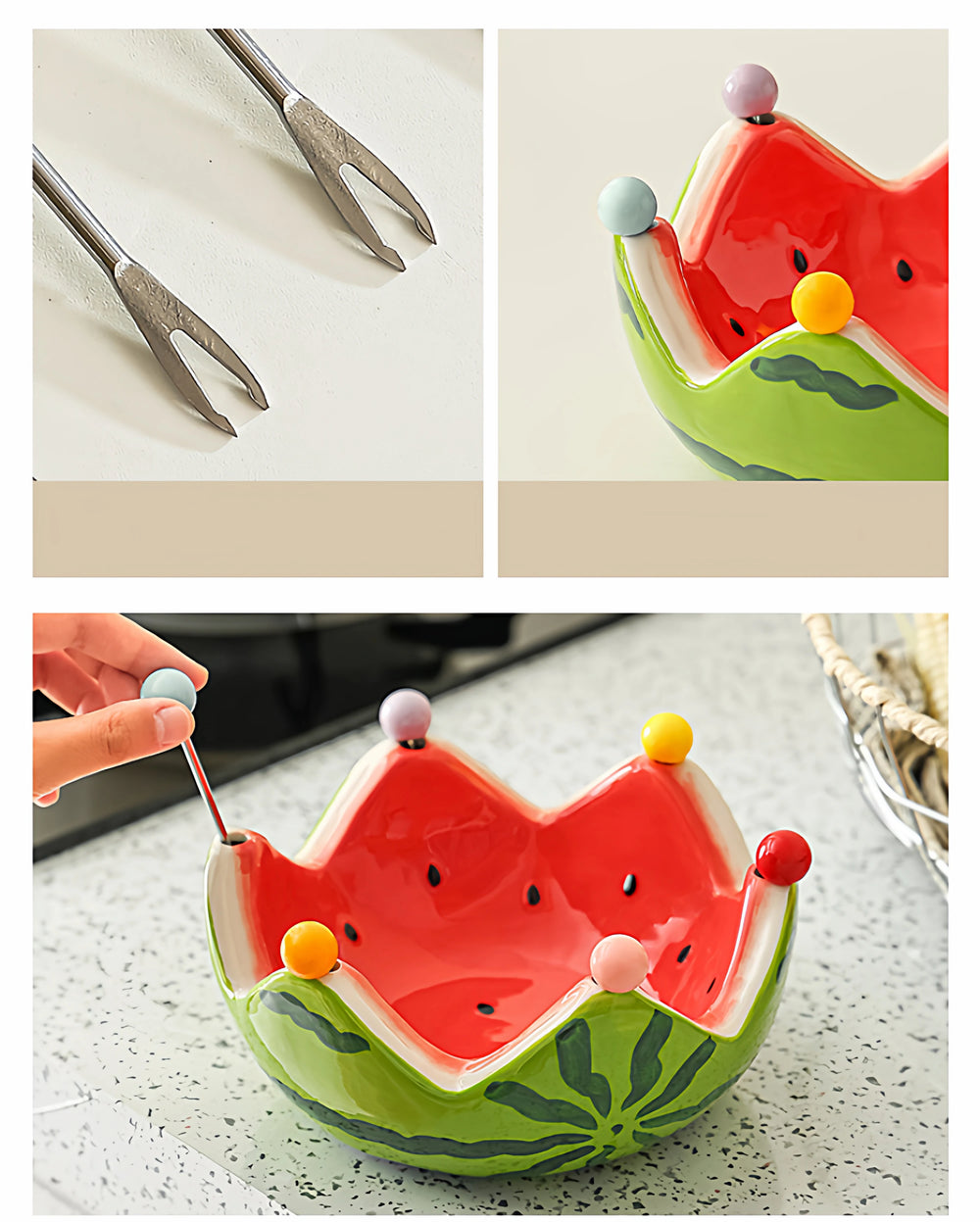 Keramikteller Set – Wassermelonen Design – Hohe Kapazität