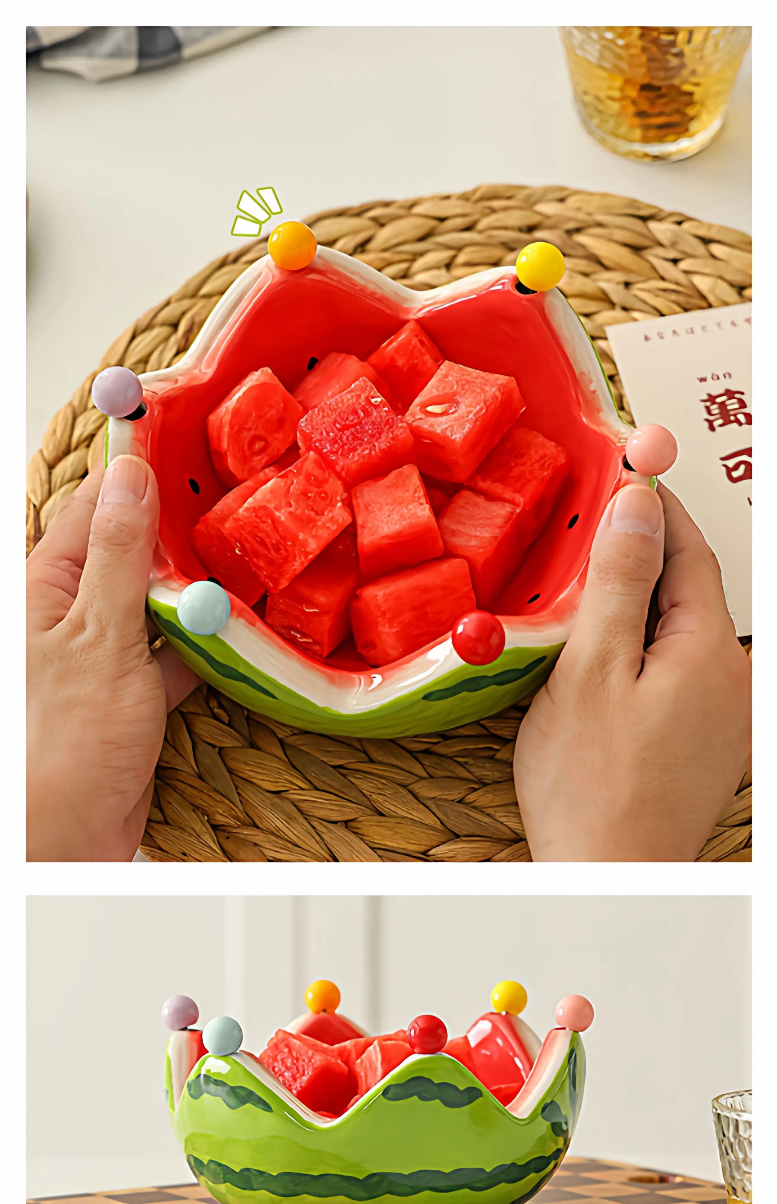 Keramikteller Set – Wassermelonen Design – Hohe Kapazität