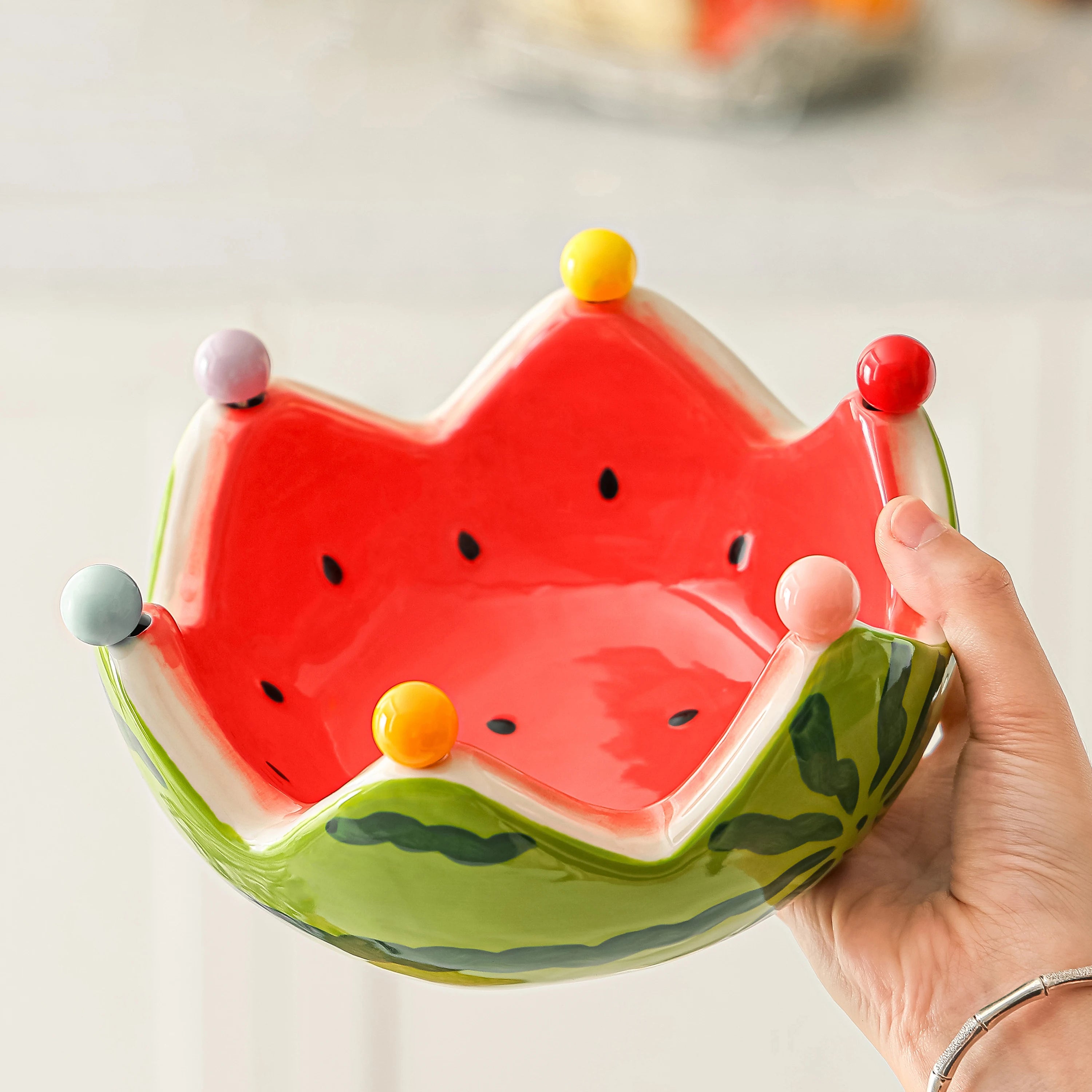 Keramikteller Set – Wassermelonen Design – Hohe Kapazität