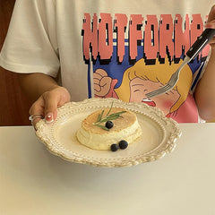 Keramikteller – Vintage Spitzenstil – 27 & 22 cm