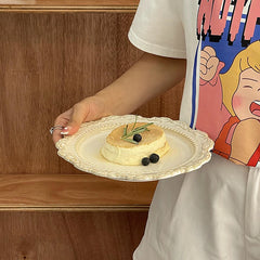 Keramikteller – Vintage Spitzenstil – 27 & 22 cm