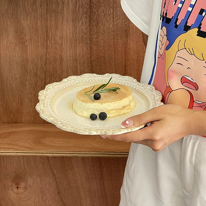 Keramikteller – Vintage Spitzenstil – 27 & 22 cm