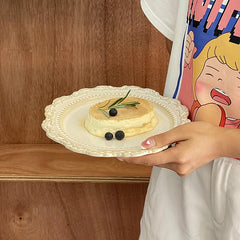 Keramikteller – Vintage Spitzenstil – 27 & 22 cm