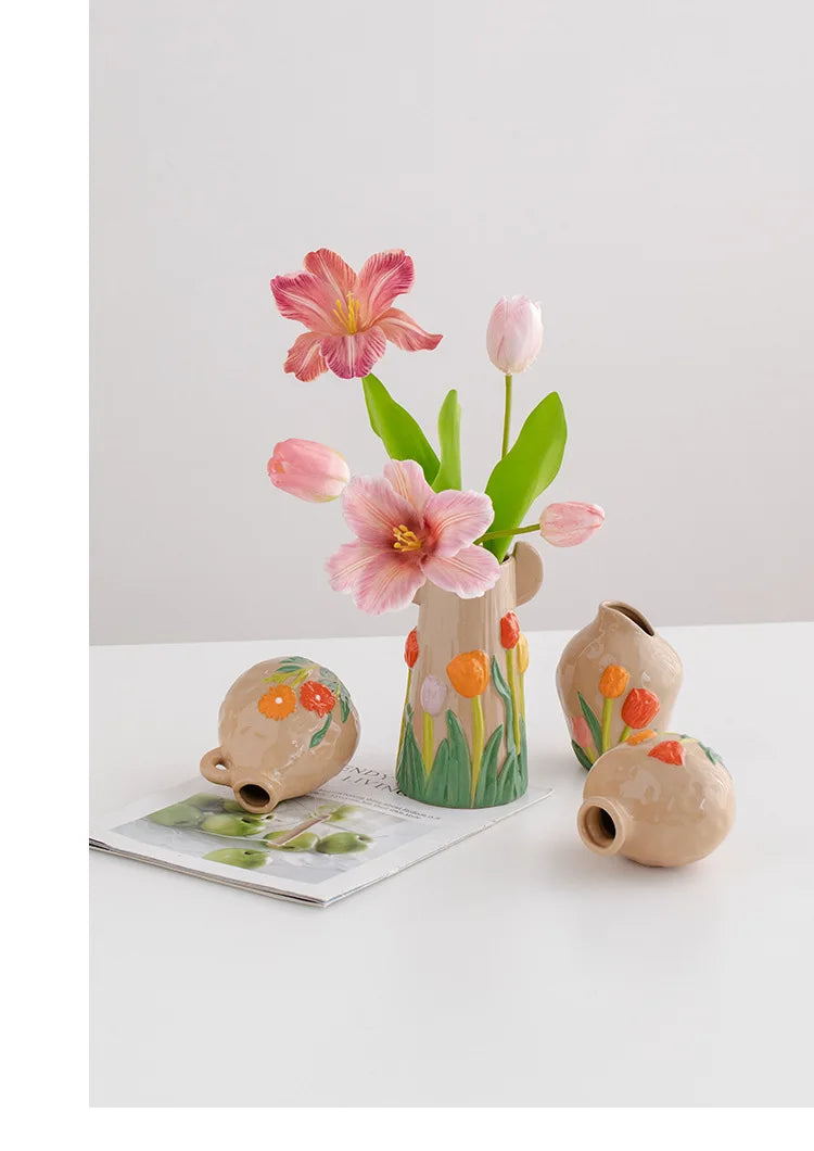 Keramikvase – Chinesisches Retro-Design – Handbemalt