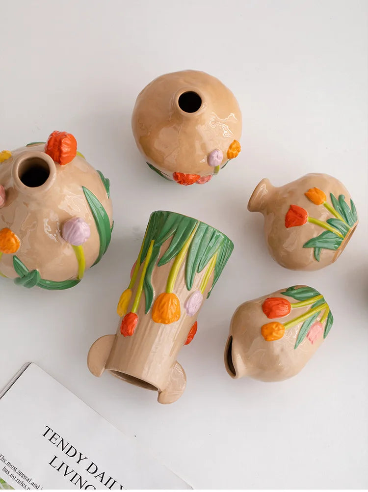 Keramikvase – Chinesisches Retro-Design – Handbemalt