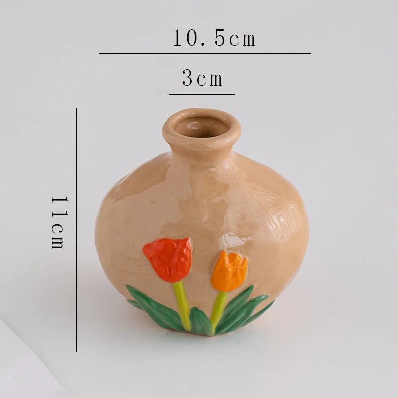 Keramikvase – Chinesisches Retro-Design – Handbemalt