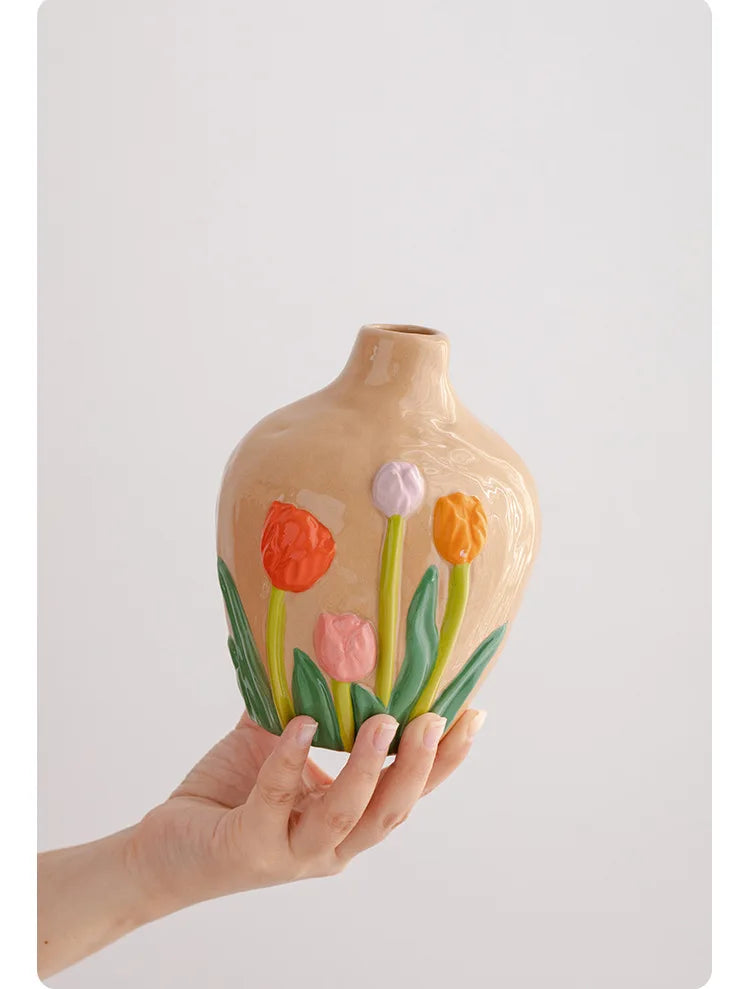 Keramikvase – Chinesisches Retro-Design – Handbemalt