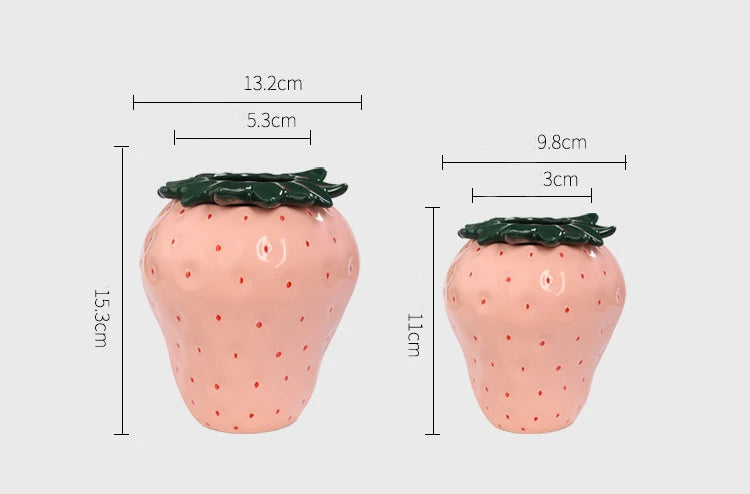 Keramikvase in Erdbeerform, pink und rot, modern für Wohnzimmer
