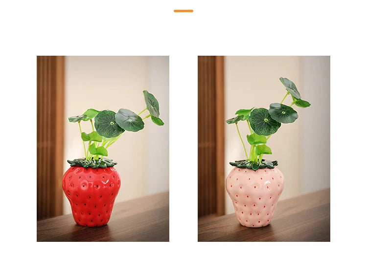 Keramikvase in Erdbeerform, Pink und Rot, modernem Stil