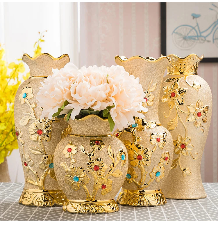 Gold Keramikvase im europäischen Stil für Dekoration
