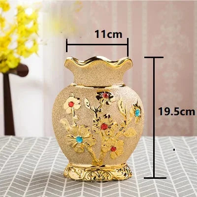 Goldene Keramikvase im europäischen Stil aus hochwertigem Porzellan