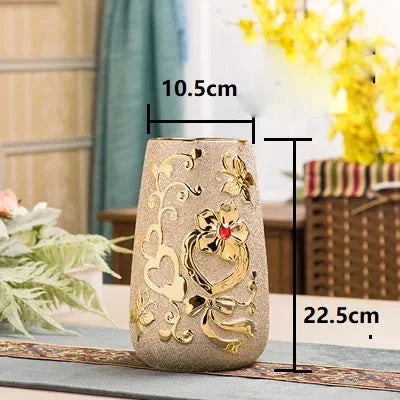 goldene keramikvase im europäischen stil, ideal für dekoration
