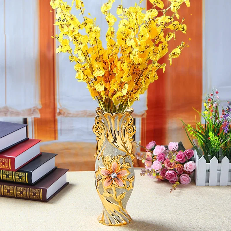 goldene Keramikvase 30x11cm im europäischen Stil