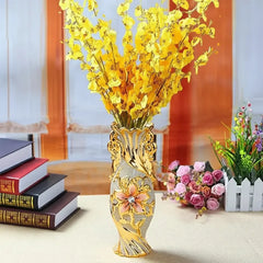 Goldene Keramikvase europäisches Design im 30x11 cm Format