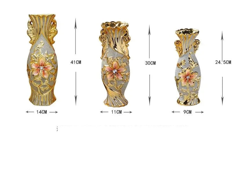 Goldene Keramikvase 30x11cm im europäischen Stil