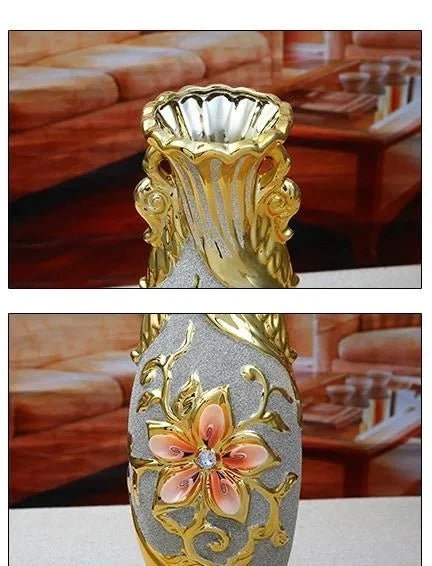 Goldene Keramikvase 30x11 cm im europäischen Stil