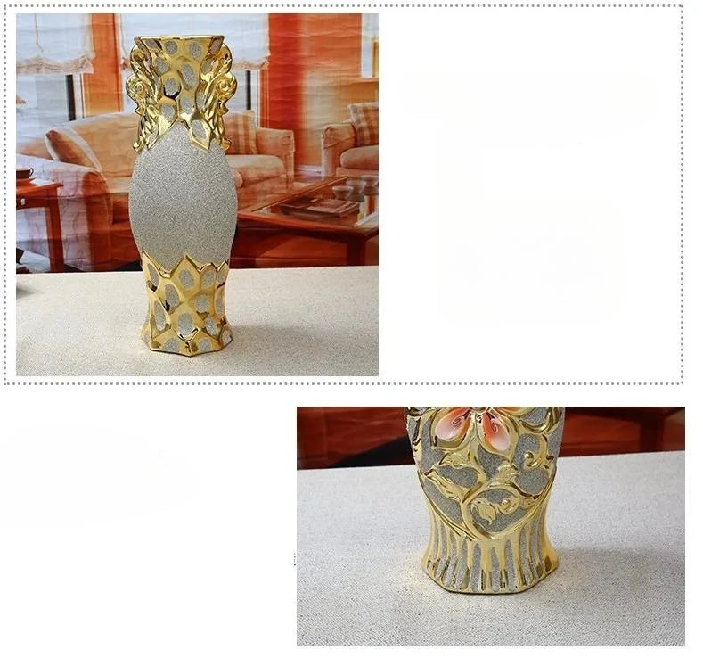 Goldene Keramikvase im europäischen Stil, 30x11 cm