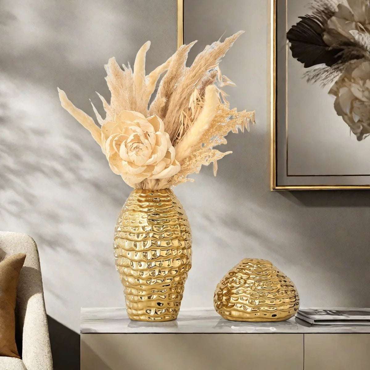 Keramikvase Gold – Modernes Design Tischvase