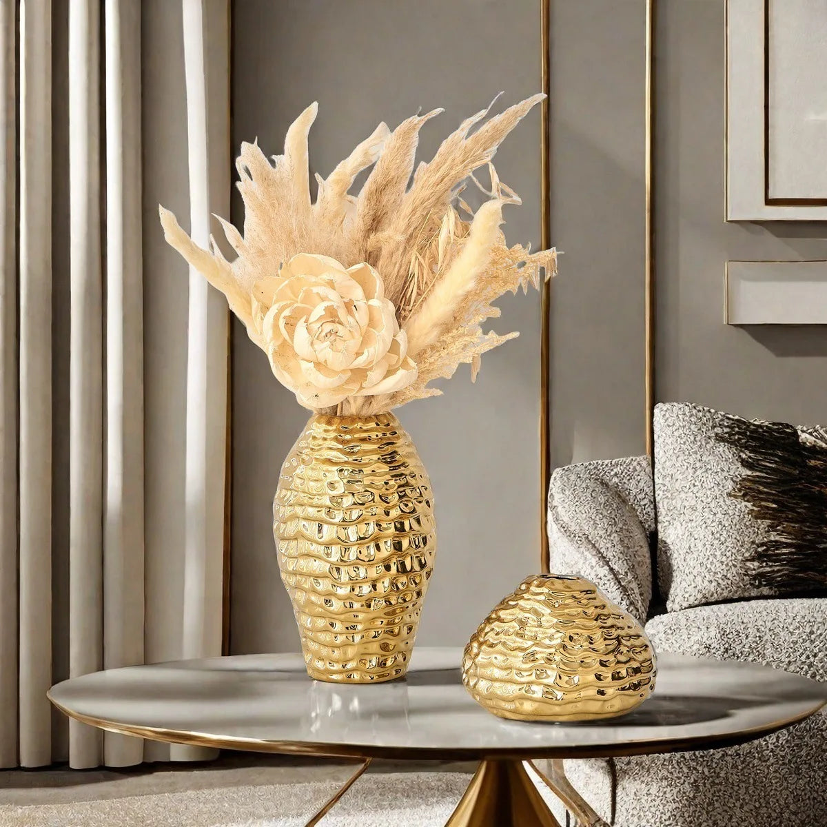 Keramikvase Gold – Modernes Design Tischvase