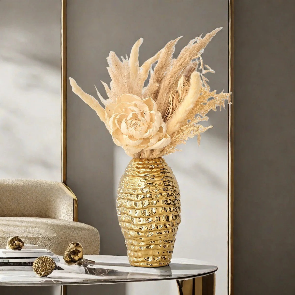 Keramikvase Gold – Modernes Design Tischvase