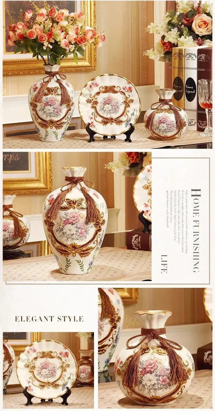 Elegantes Keramikvasen Set im europäischen Design mit Varianten A, C, B, D, V, X, Z, F, E