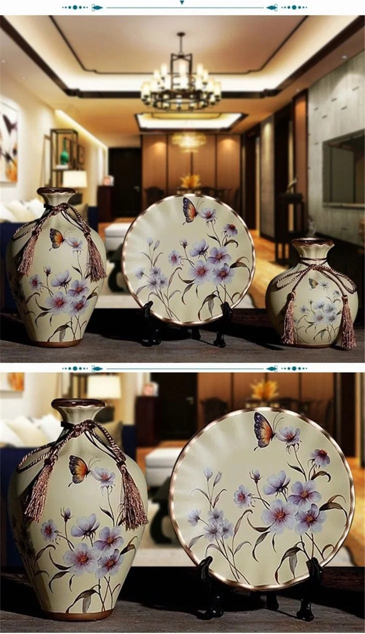Keramikvasen Set im europäischen Stil für Tischdeko, Farbe A, hochwertiges Keramikmaterial