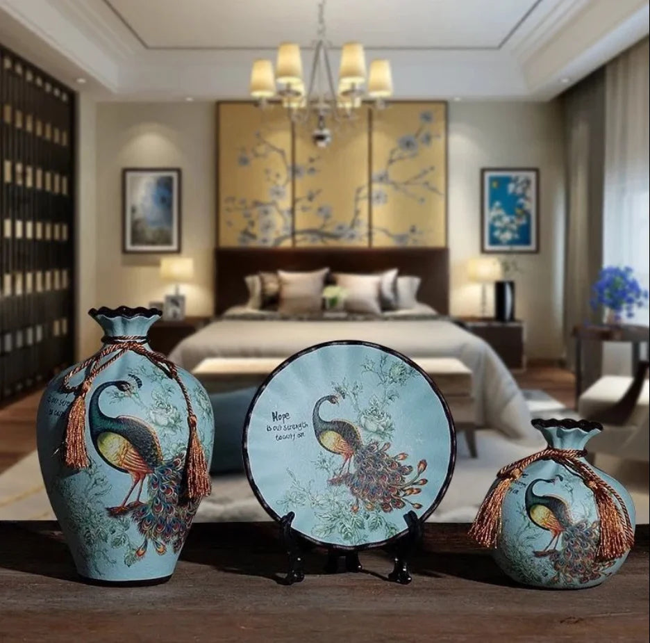 Keramikvasenset im europäischen Stil mit farbigen Optionen, ideal als Tischvase