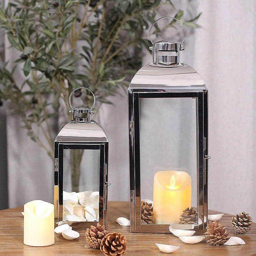 Edelstahl Kerzenhalter, gold und silber, europäischer Stil, kompatibel mit verschiedenen Kerzenformen, Grösse: 11x10.5x23.5 cm