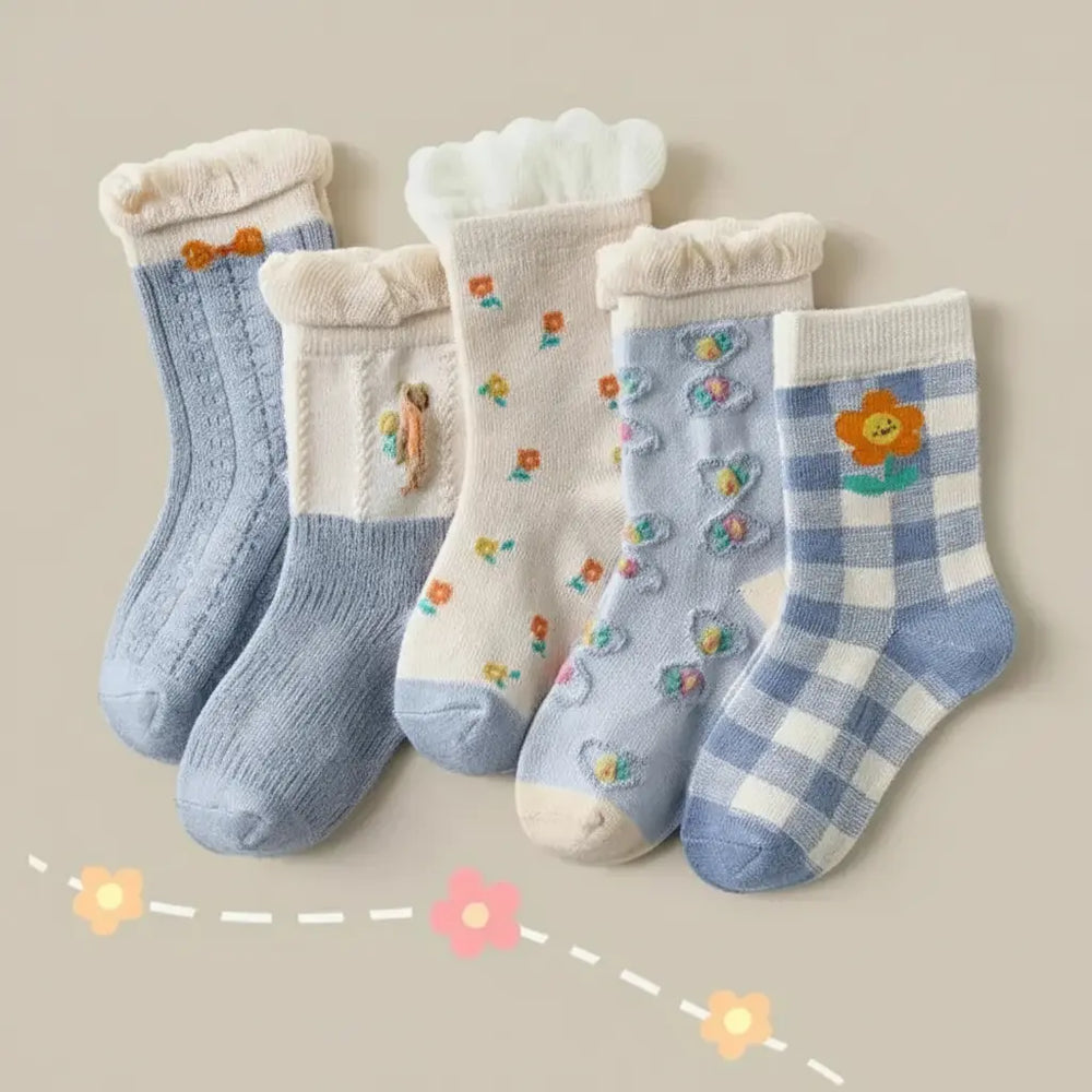 Kinder Baumwollsocken mit Cartoon-Muster, Farbe 09, Grösse 6-8 Jahre