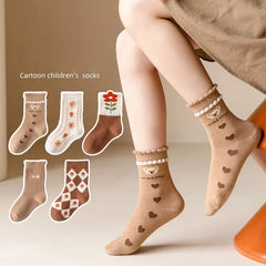 Kinder Baumwollsocken im europäischen Stil mit Cartoon-Muster, Farbe: 09, Grösse: 6-8 Jahre