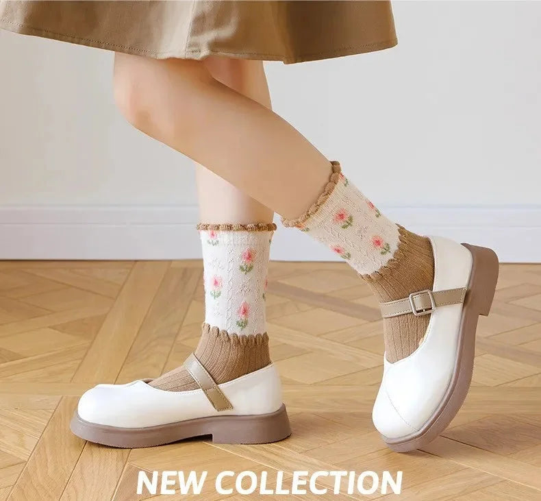 Kinder Baumwollsocken in europäischem Stil mit Cartoon-Muster, Farbe 09, Grösse 6-8 Jahre