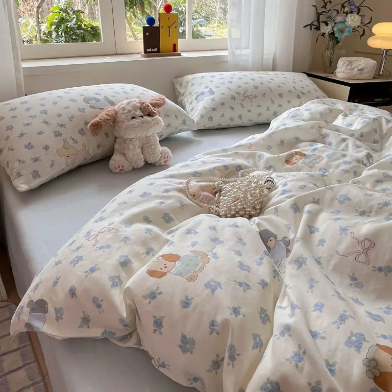 blaue Kinder-Bettwäsche aus Mikrofaser im einfachen Stil, Grössen: Twin bis Queen