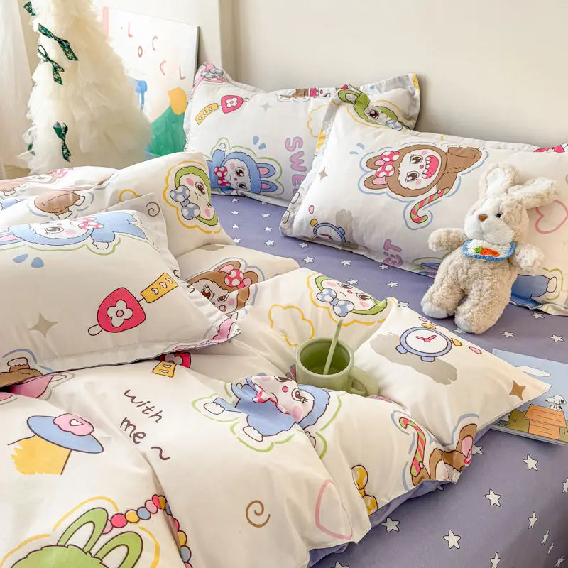 blaue Kinderbettwäsche aus Mikrofaser, Grösse: Königin 4tlg 200x230cm, einfaches Design