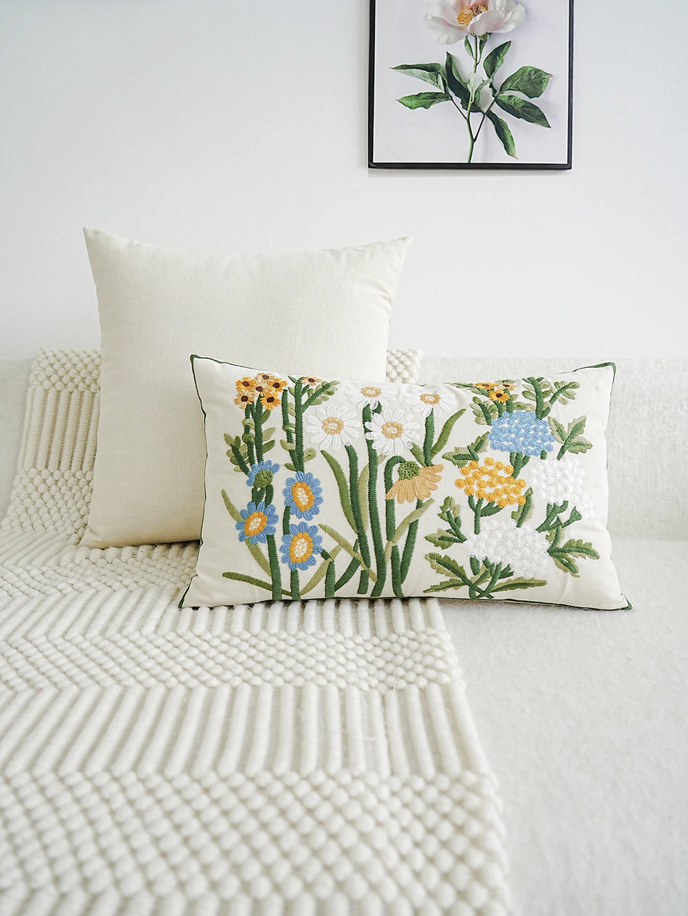 Kissenbezug – Bestickte Blumen Polyester – Verschiedene Grössen