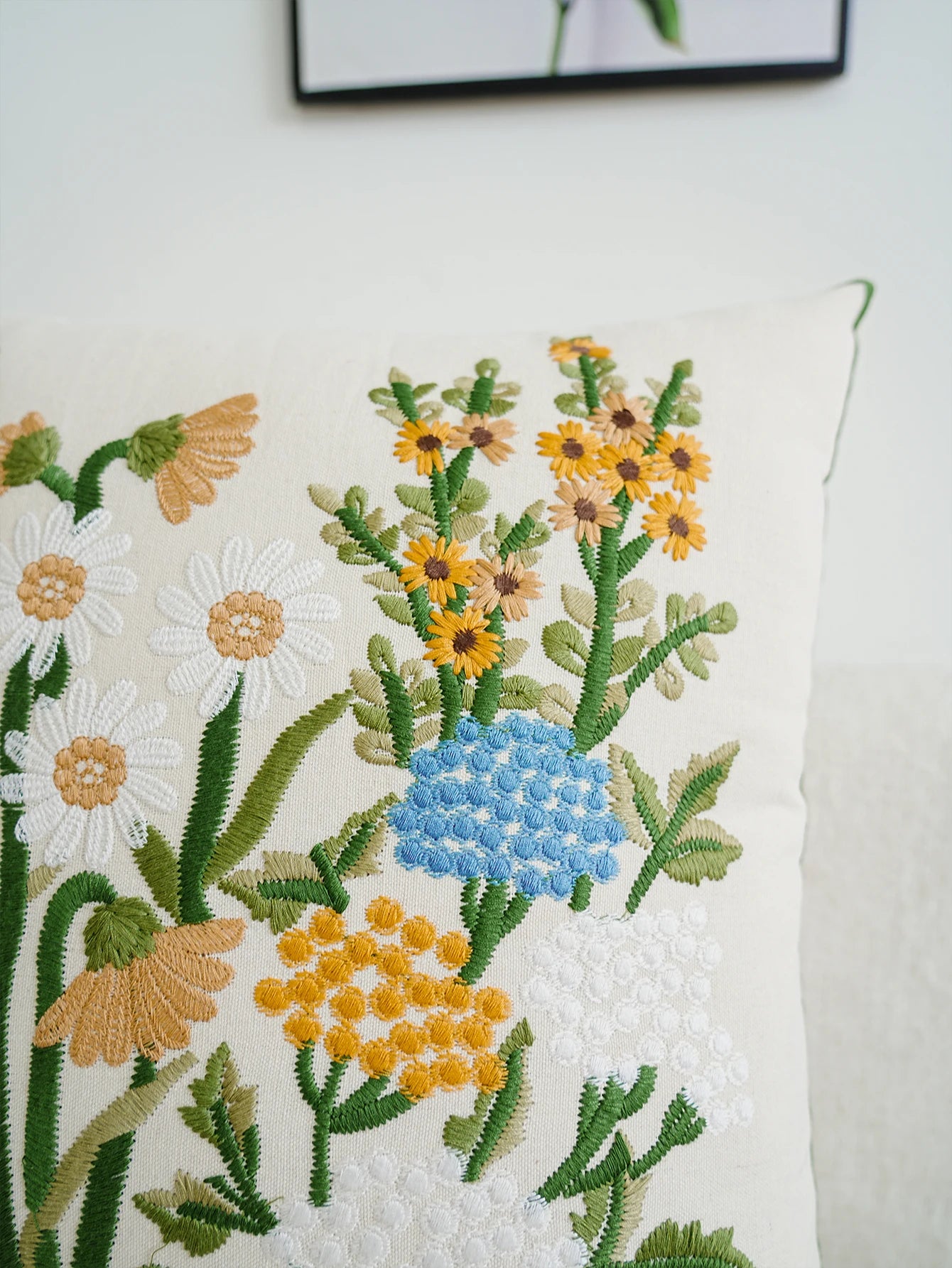 Kissenbezug – Bestickte Blumen Polyester – Verschiedene Grössen