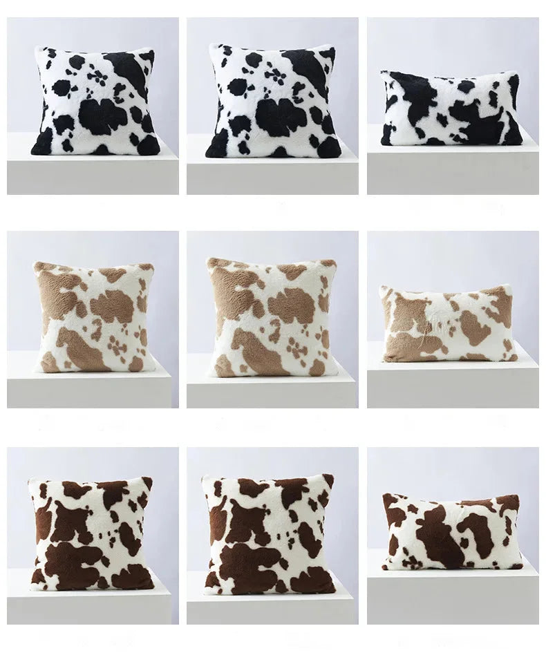 Multicolor Kissenbezug im Kuhmuster aus Polyester in Schwarz, Hellbraun, Dunkelbraun, Grösse 50x50 cm