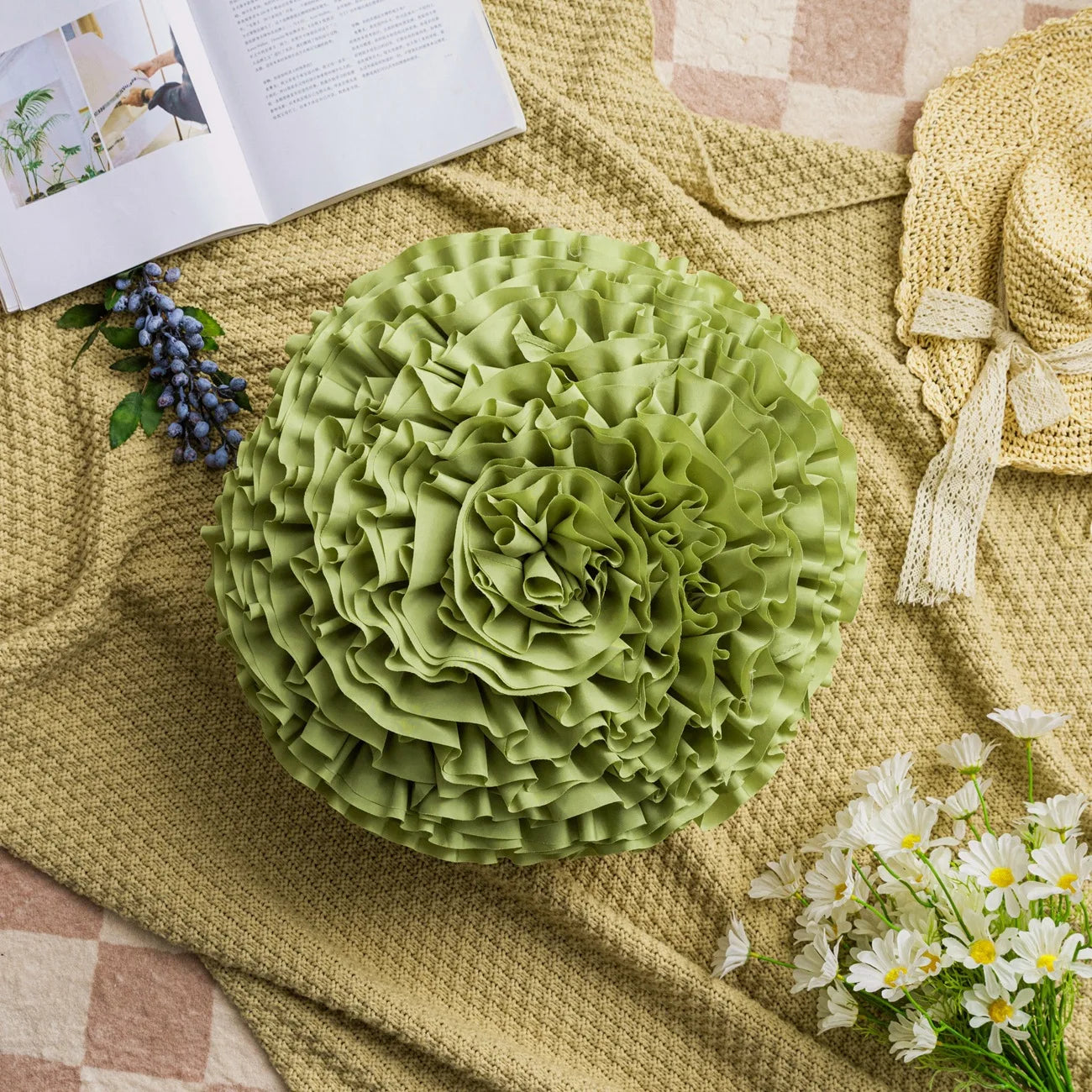 Kissenbezug – Nordisch Moosgrün – 30x50cm, Handgefertigt