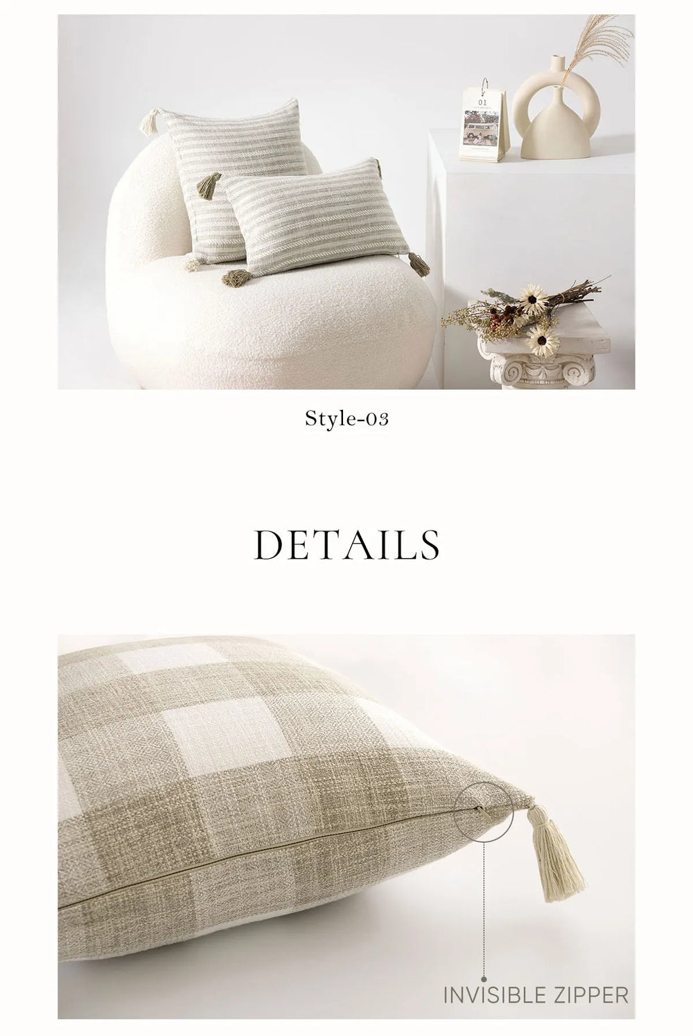 Kissenbezug – Nordische Boho Streifen – 45x45cm Polyester