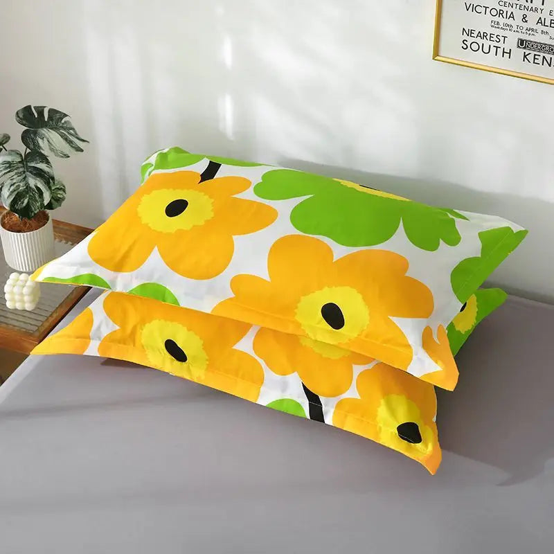 Rechteckiger Kissenbezug aus Polyester/Baumwolle mit Blumenmuster, mehrfarbig, 48x74 cm