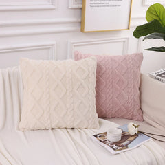 Kissenbezug im Vintage-Strick Plüsch, Farbe: Weiss, Grösse: 16x16 Zoll