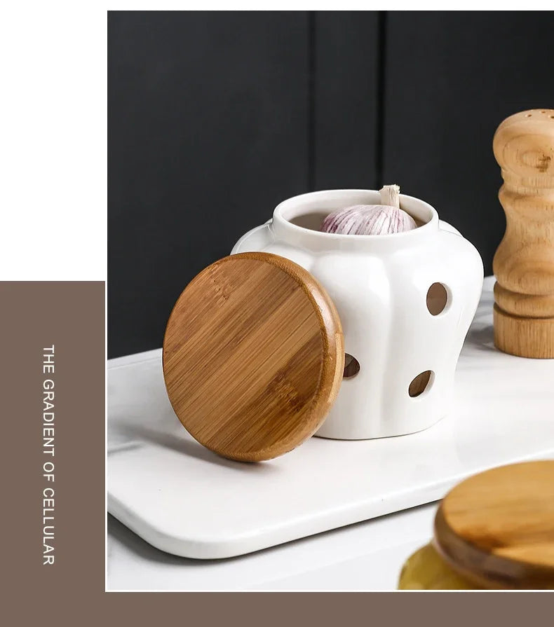 Knoblauch Vorratsdose – Keramik Kürbis – Küchen Deko