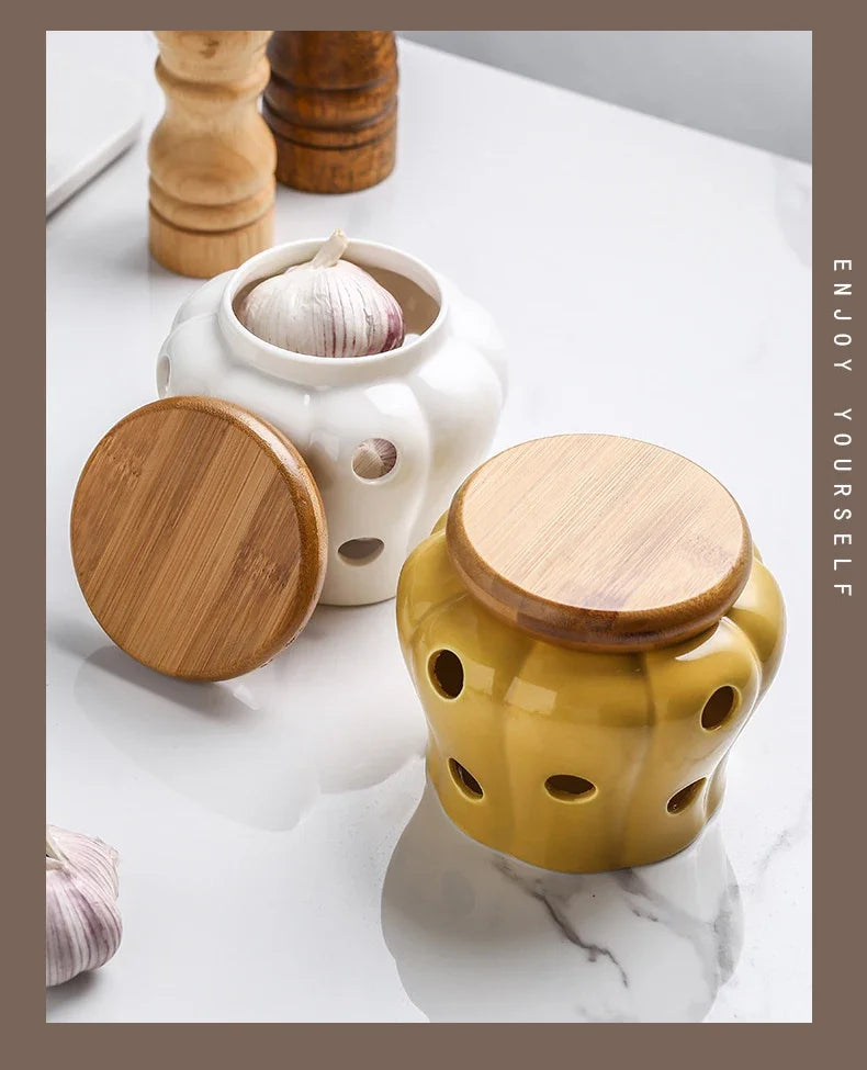 Knoblauch Vorratsdose – Keramik Kürbis – Küchen Deko