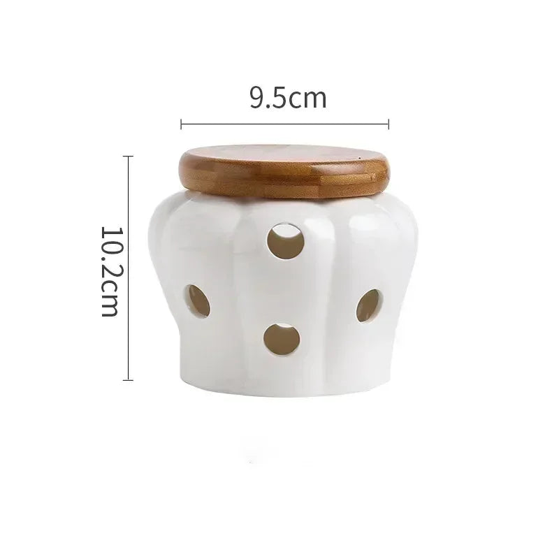 Knoblauch Vorratsdose – Keramik Kürbis – Küchen Deko